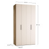 Riidekapp 125x240 Stor Maxi lühike käepide ümar tamm, uksed tamm ZIP.HOME