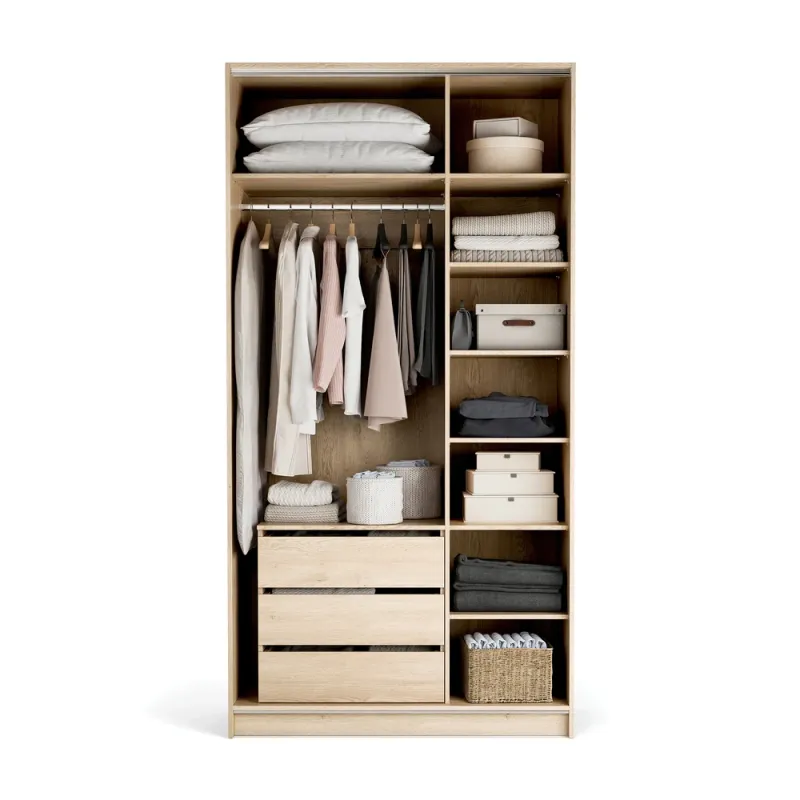 Wardrobe 125x240 Stor Maxi short handle rounded oak front oak