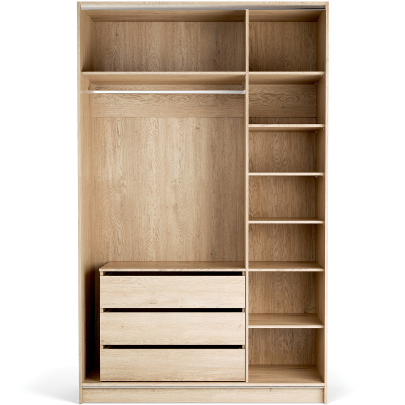 Riidekapp 140x225 Stor MAXI pikk käepide metall must, uksed valged ZIP.HOME