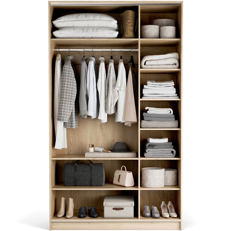 Riidekapp 140x240 Stor COMFORT käepide lühike ümar tamm, uksed liivabeez