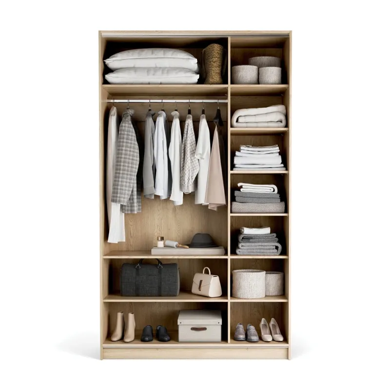 Wardrobe 140x240 Stor COMFORT handle short rounded oak front sand beige