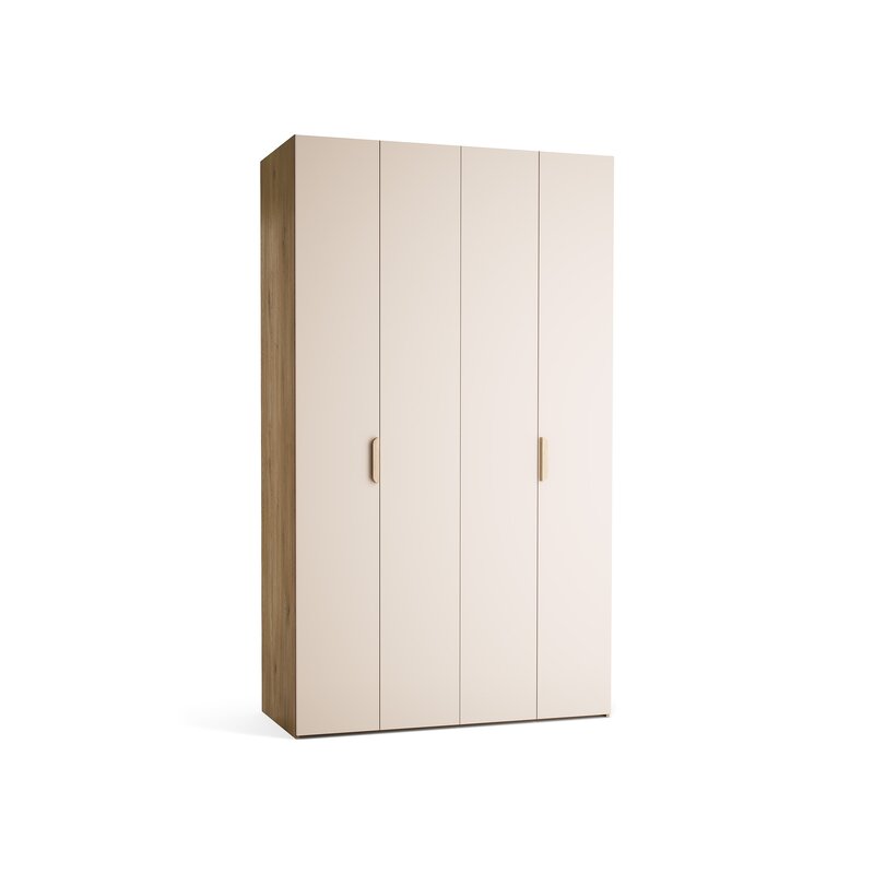 Riidekapp 140x240 Stor COMFORT käepide lühike ümar tamm, uksed liivabeez