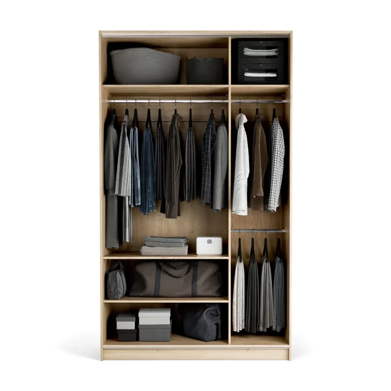 Wardrobe 140x240 Stor EASY handle short rounded oak front white