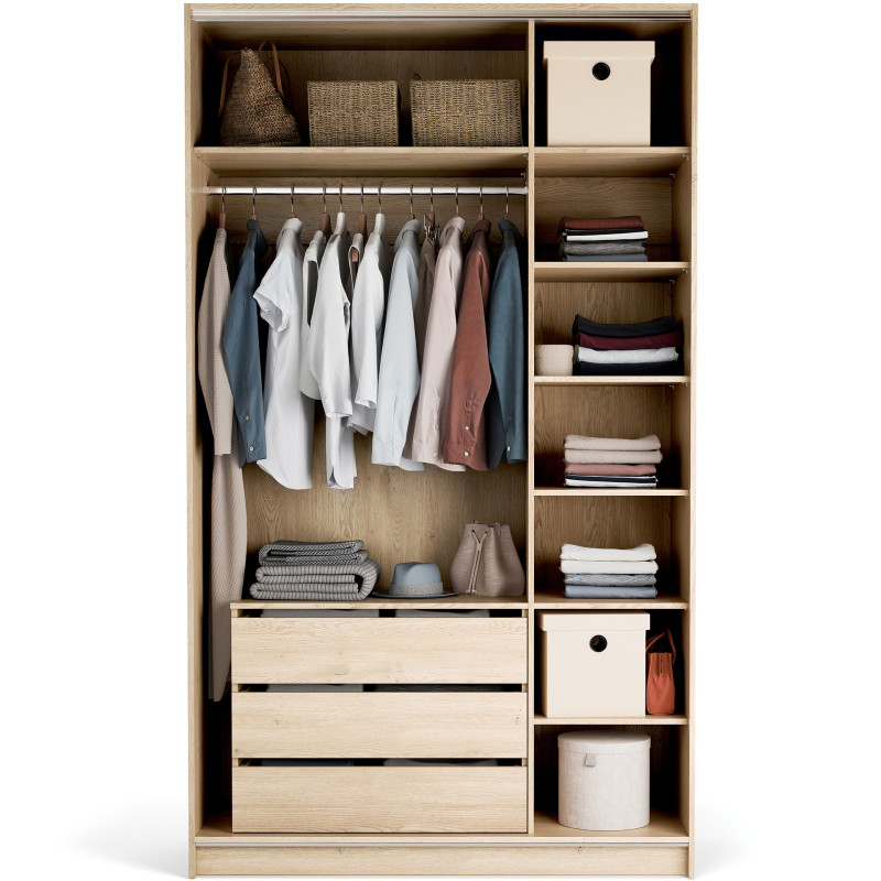 Riidekapp 140x240 Stor MAXI pikk käepide metall must,  uksed tamm ZIP.HOME