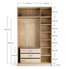 Riidekapp 140x240 Stor MAXI pikk käepide metall must,  uksed tamm ZIP.HOME