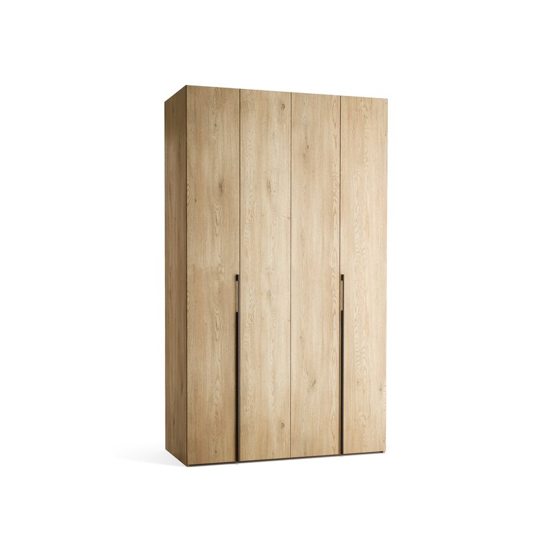 Riidekapp 140x240 Stor MAXI pikk käepide metall must,  uksed tamm