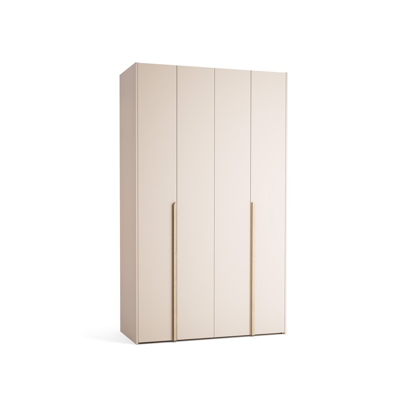 Riidekapp 140x240 Stor Maxi pikk käepide ümar tamm, uksed liivabeez, küljed liivabeez