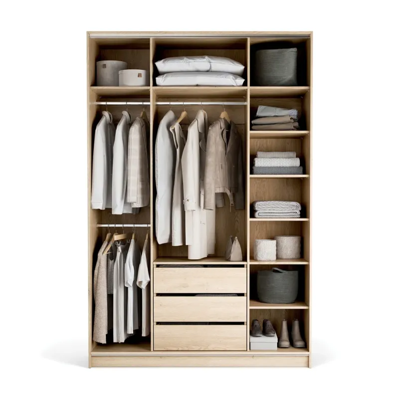 Riidekapp 160x240 Stor COMFORT pikk käepide ümar tamm, uksed tamm