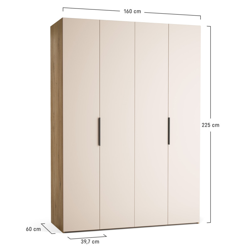 Riidekapp 175x225 Stor COMFORT lühike käepide ümar,  uksedtamm