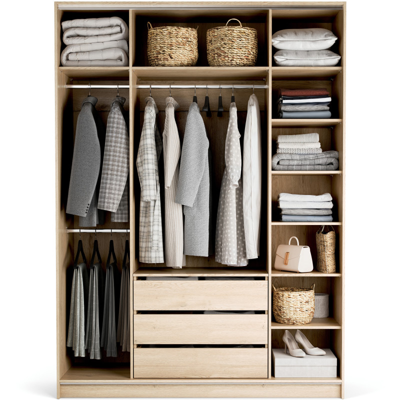 Wardrobe 175x240 Stor COMFORT long handle rounded oak front sand beige ZIP.HOME