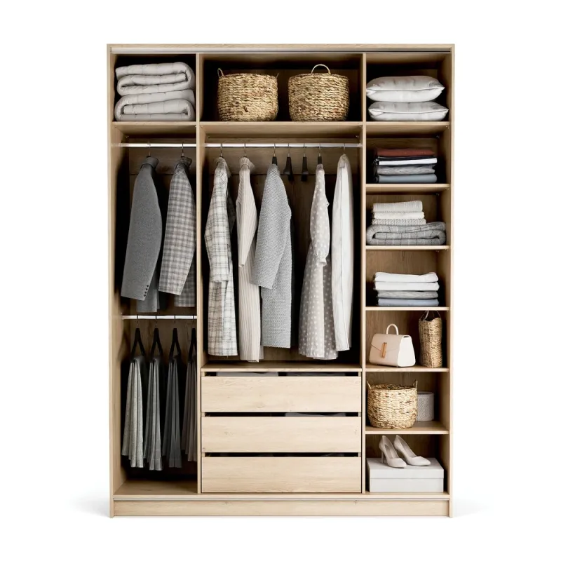 Wardrobe 175x240 Stor COMFORT long handle rounded oak front sand beige