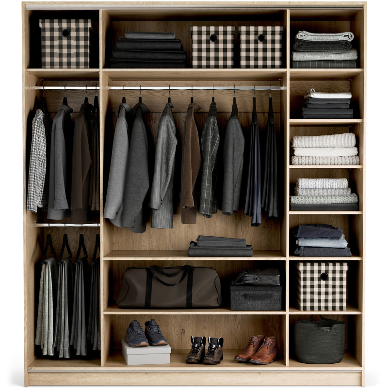 Wardrobe 200x225 Stor EASY handle short rounded oak front sand beige ZIP.HOME