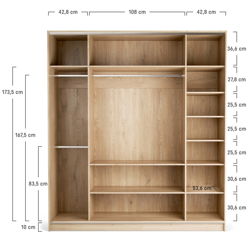 Wardrobe 200x225 Stor EASY handle short rounded oak front sand beige ZIP.HOME