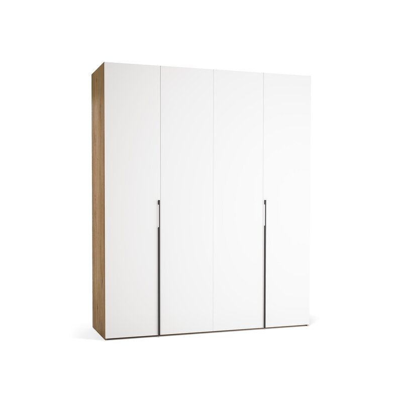 Wardrobe 200x240 Stor COMFORT long handle metal black front white ZIP.HOME