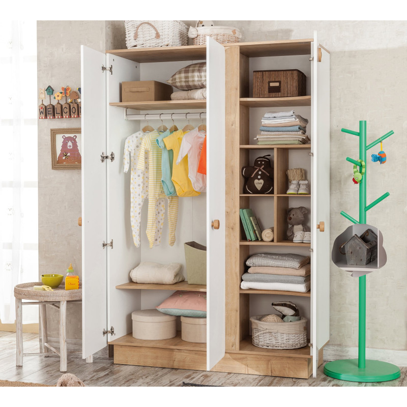 Riidekapp 3-ukseline Baby Natura