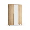 Wardrobe 3-door with front with a mirror on legs Well oak