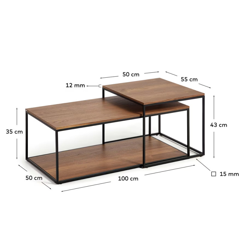 Комплект из двух журнальных столиков 100 x 50 см / 50 x 55 см Yoana
