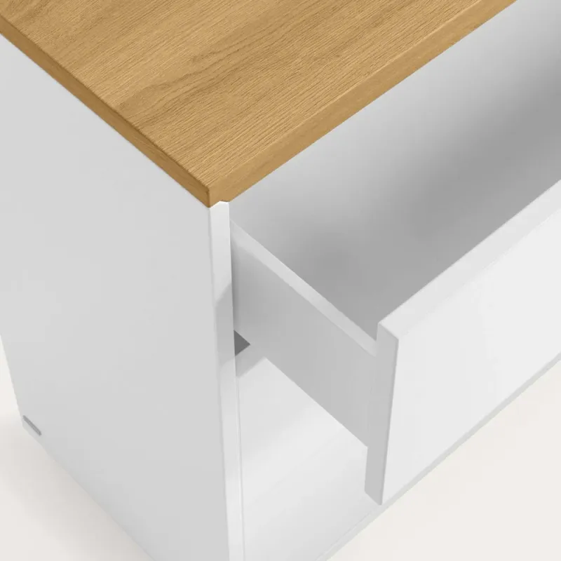 Abilen 3-sahtliga tammiviineriga ja valge lakeeringuga kummut 90 x 75 cm FSC 100%