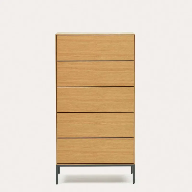 Vedrana 5-sahtliga kummut valge lakeeritud MDF 60 x 114 cm