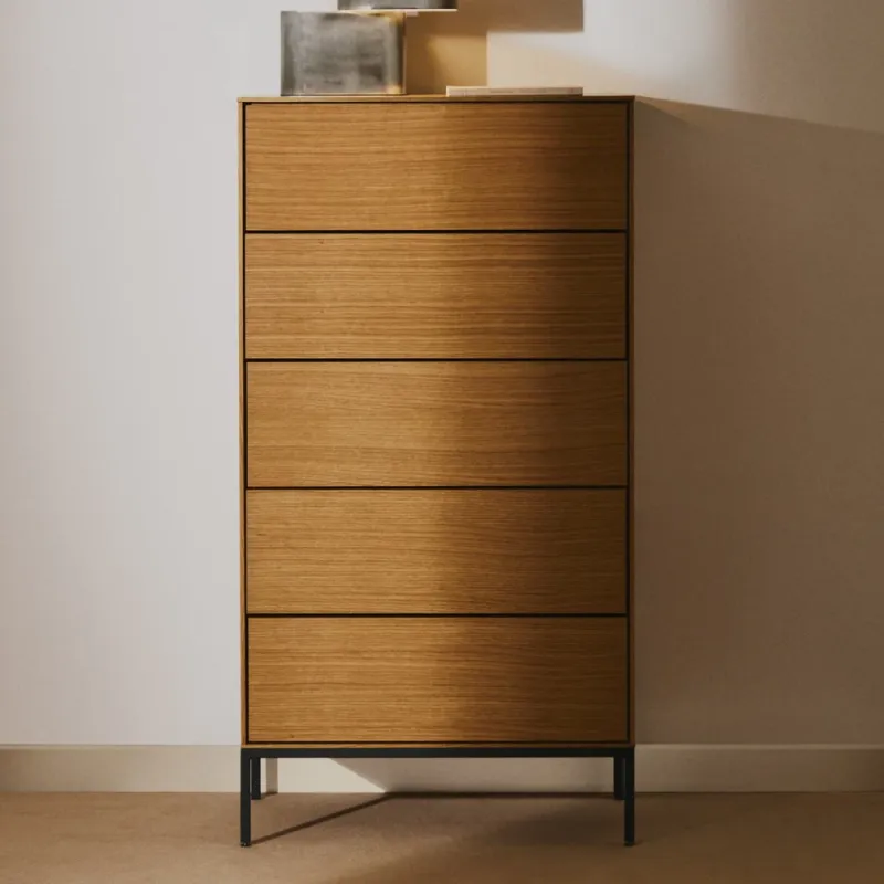 Vedrana 5-sahtliga kummut valge lakeeritud MDF 60 x 114 cm