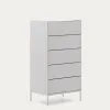 Vedrana 5-sahtliga kummut valge lakeeritud MDF 60 x 114 cm