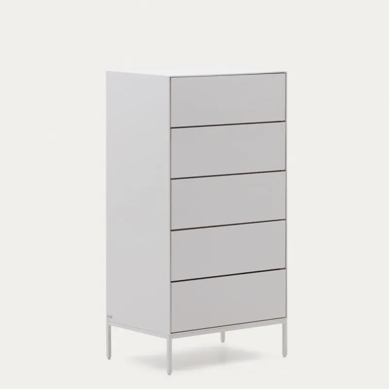 Vedrana 5-sahtliga kummut valge lakeeritud MDF 60 x 114 cm