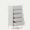 Vedrana 5-sahtliga kummut valge lakeeritud MDF 60 x 114 cm
