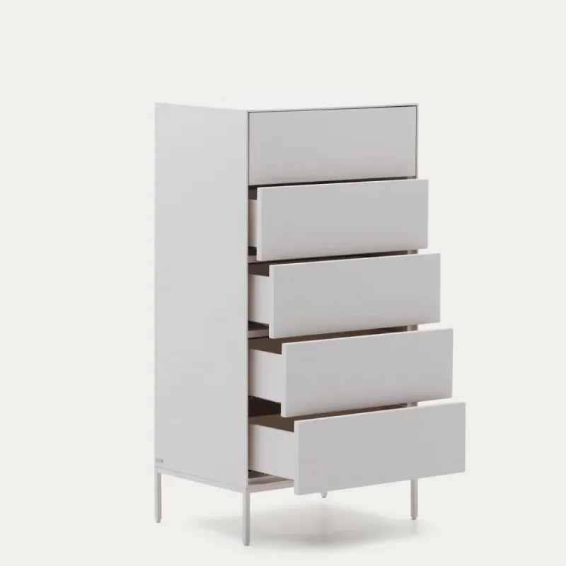 Vedrana 5-sahtliga kummut valge lakeeritud MDF 60 x 114 cm