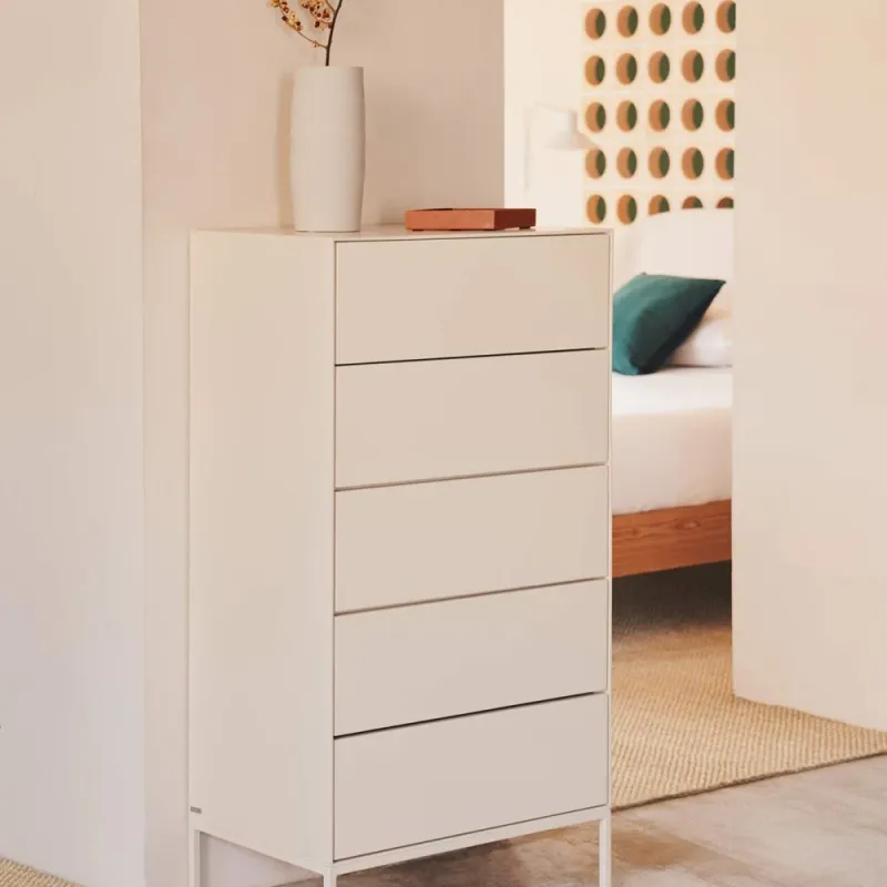 Vedrana 5-sahtliga kummut valge lakeeritud MDF 60 x 114 cm
