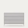 Vedrana 3-sahtliga kummut valge lakeeritud MDF 110 x 75 cm