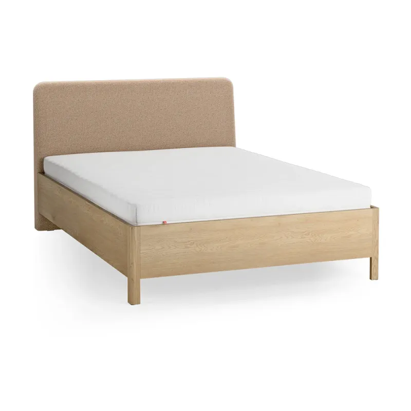 Bed 140x200 with upholstered slanted headrest Well