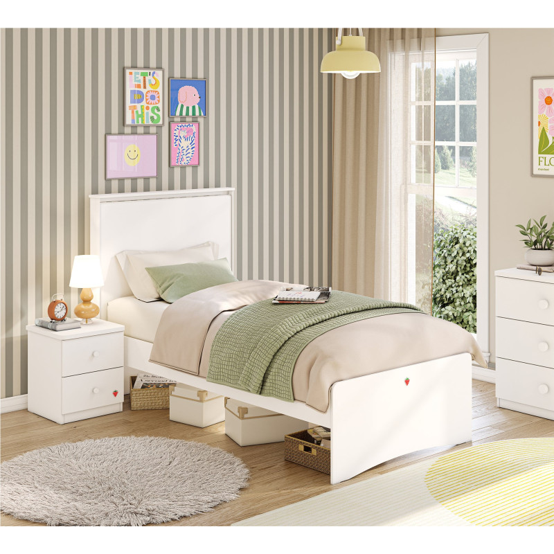Bed with flat headboard Varia White 100x200