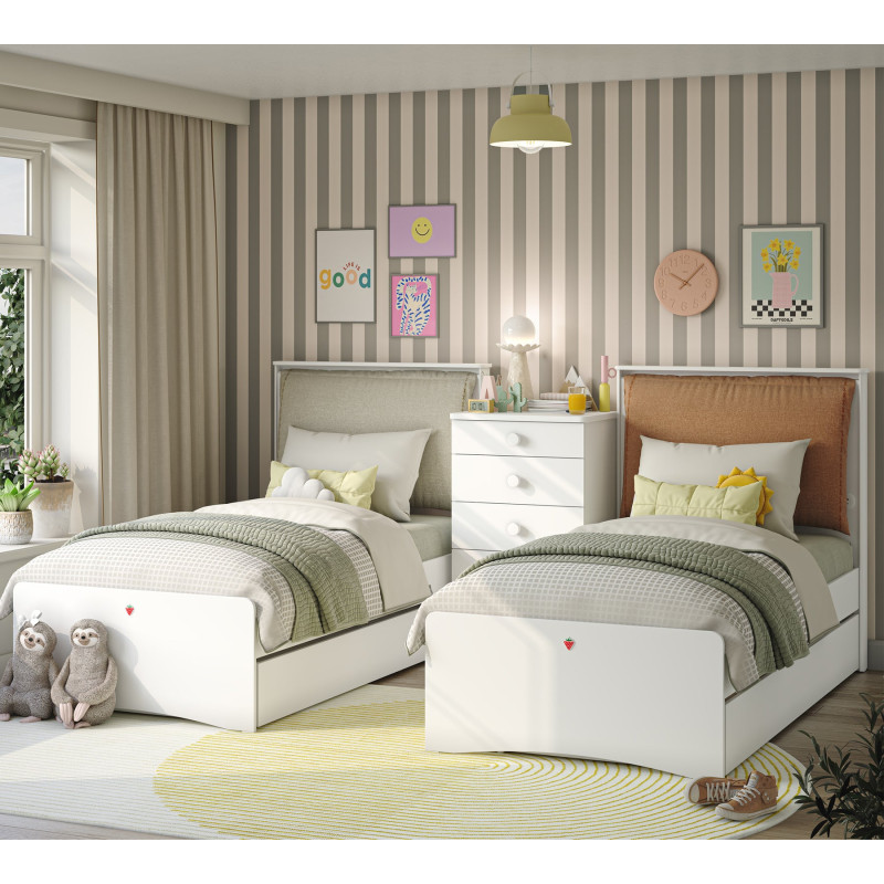 Bed with flat headboard Varia White 100x200