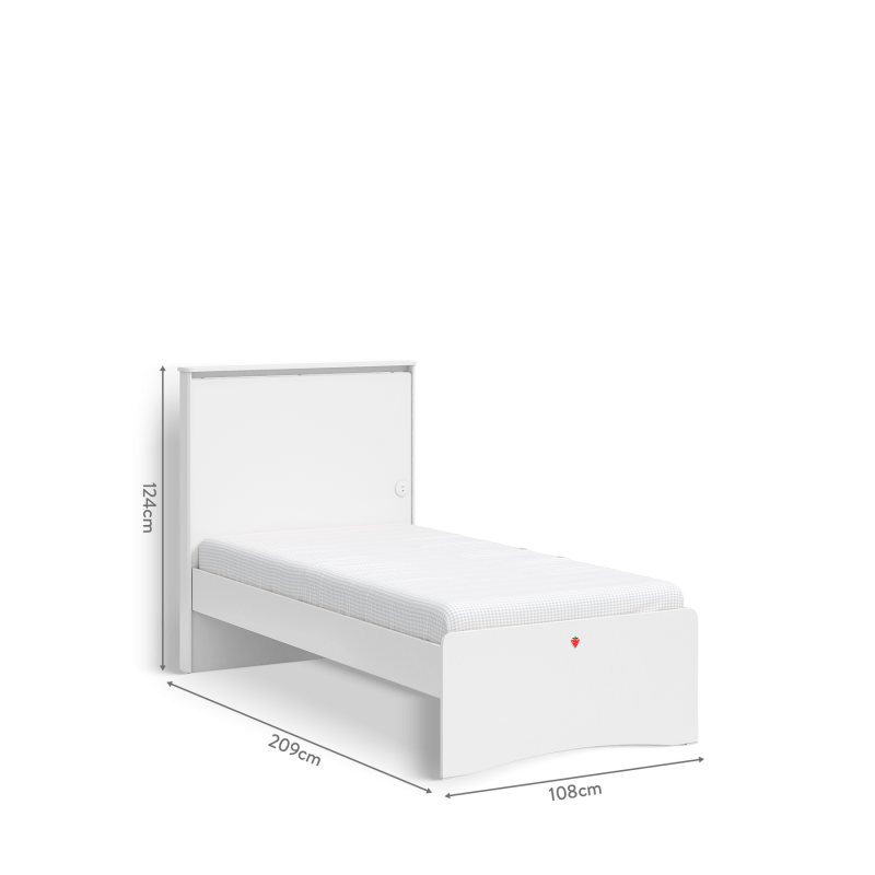 Voodi lameda peatsiga Varia valge 100x200