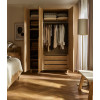 Wardrobe 3-door with front with a mirror on legs Well oak