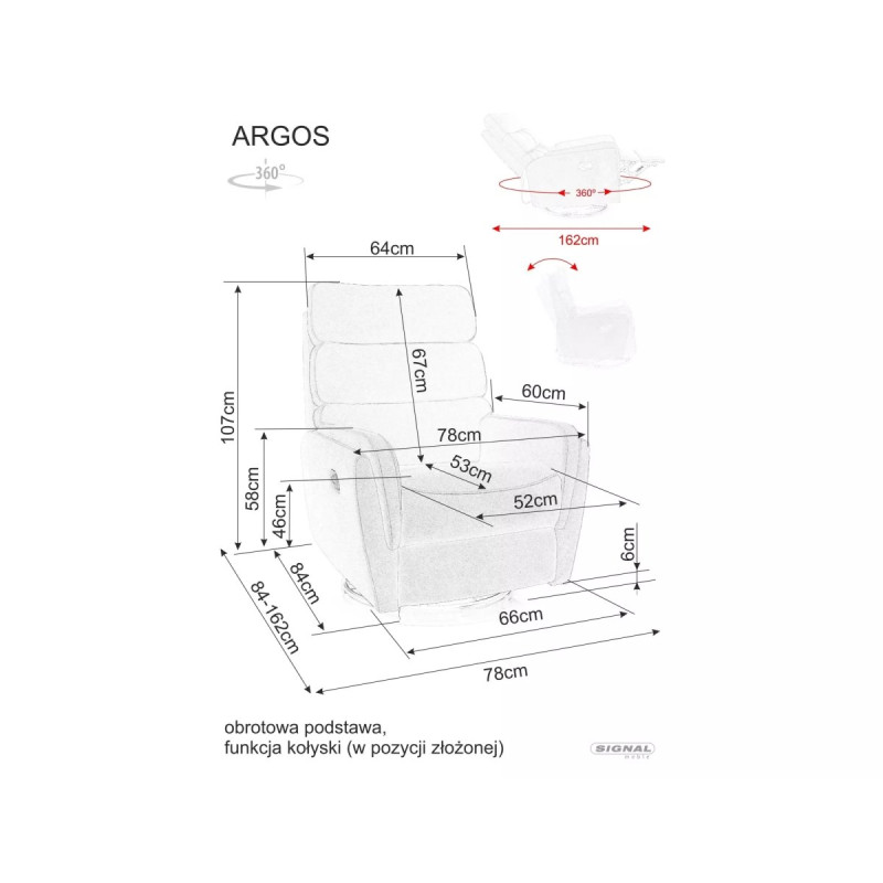 Reguleeritav tugitool Argos Velvet