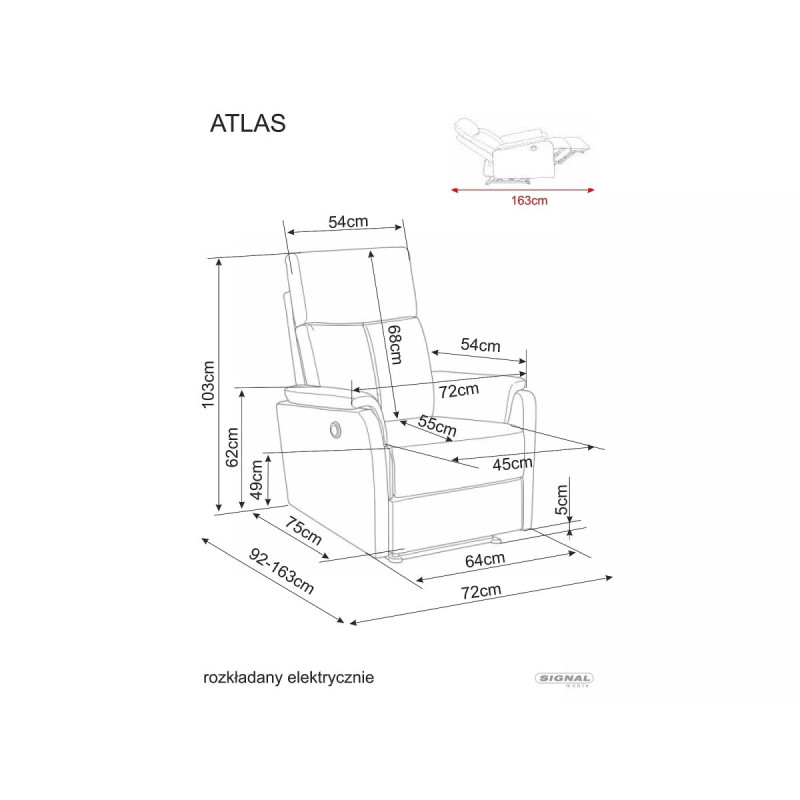 Reclining armchair Atlas Raven
