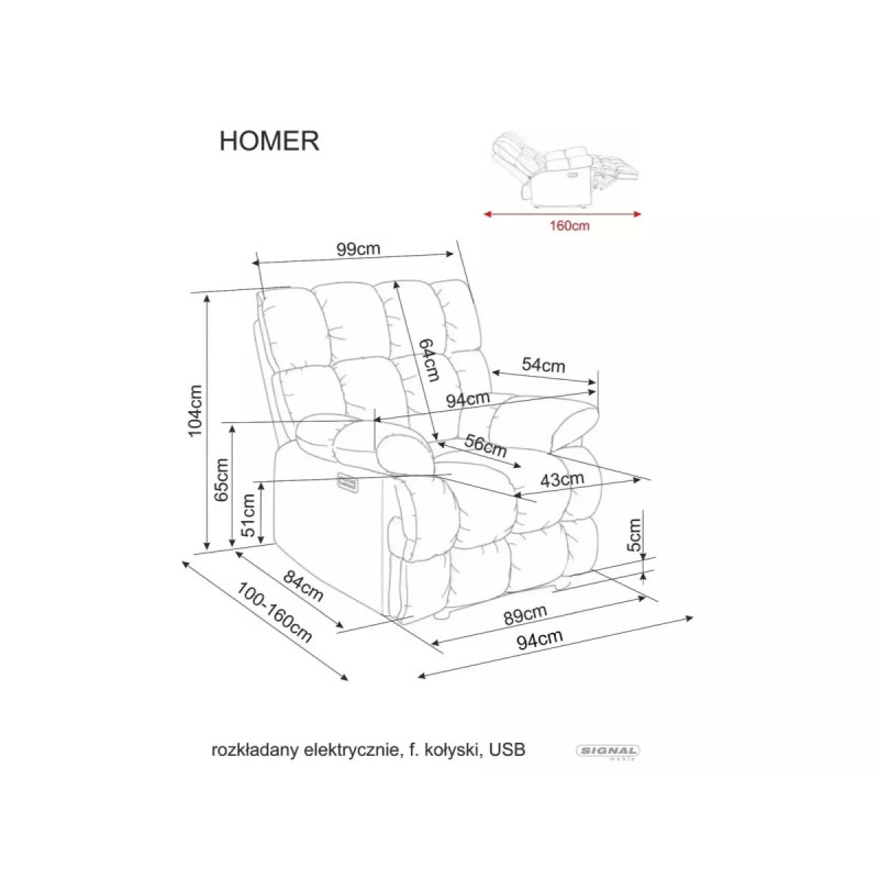 Раскладное кресло Homer Raven