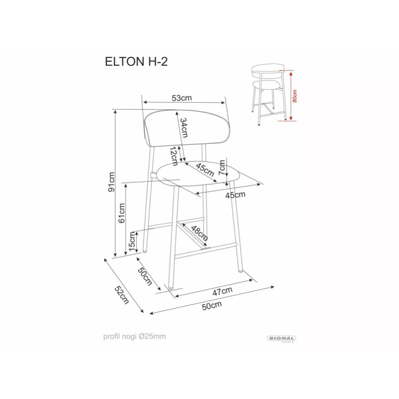 Bar stool Elton H-2 Noelle