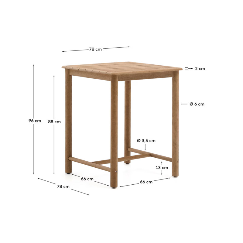 Aia- ja terrassilaud 78 x 78 cm Sori