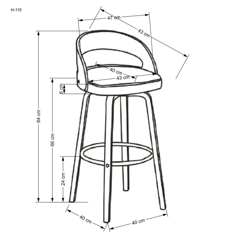 Bar Stool H110 creamy / walnut