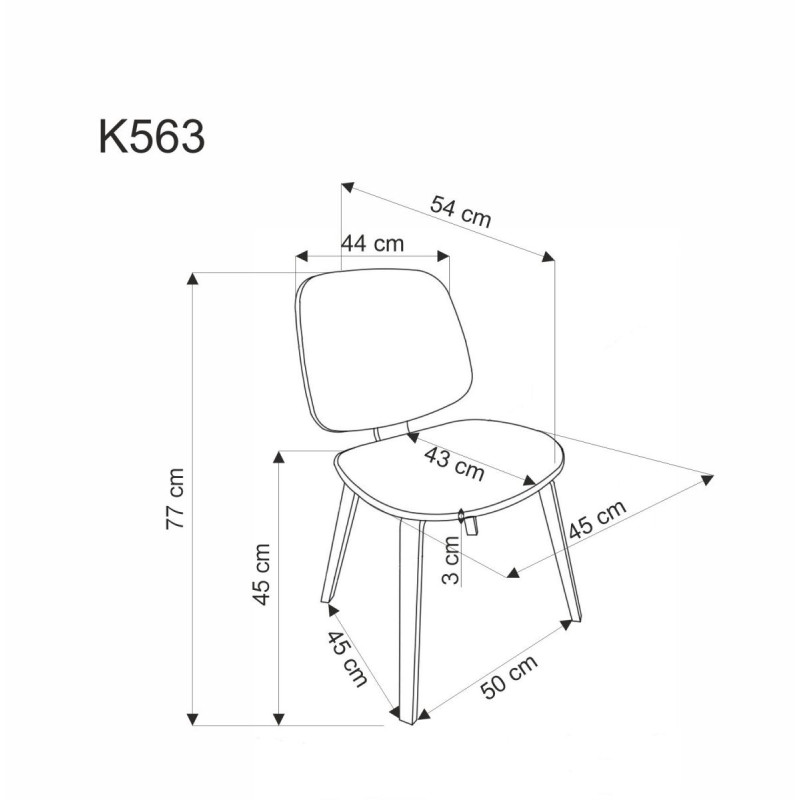 Chair K563 walnut / grey / black