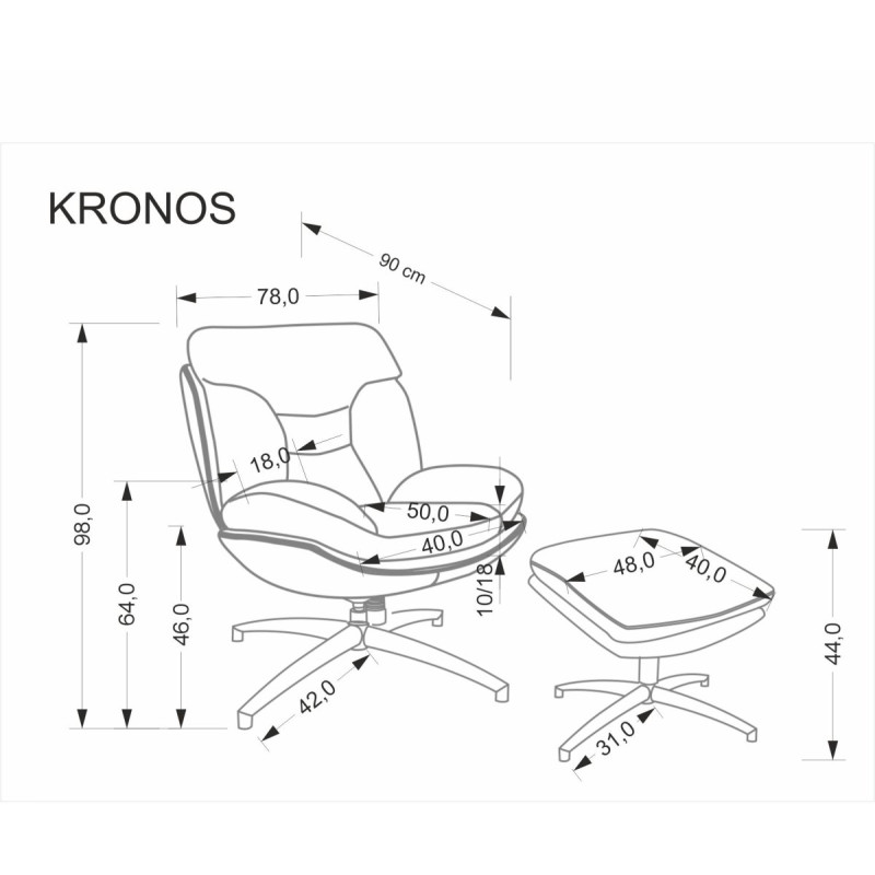 Tugitool with footstool KRONOS beež