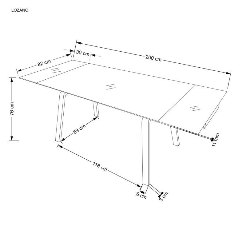 Table extension LOZANO black marble walnut