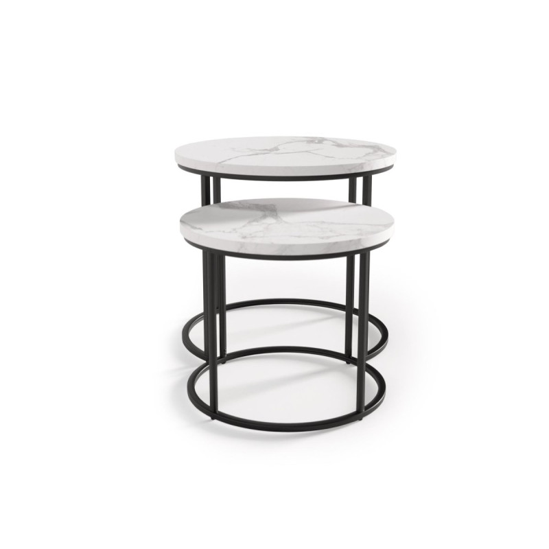 Coffee table set OREO white marble/black