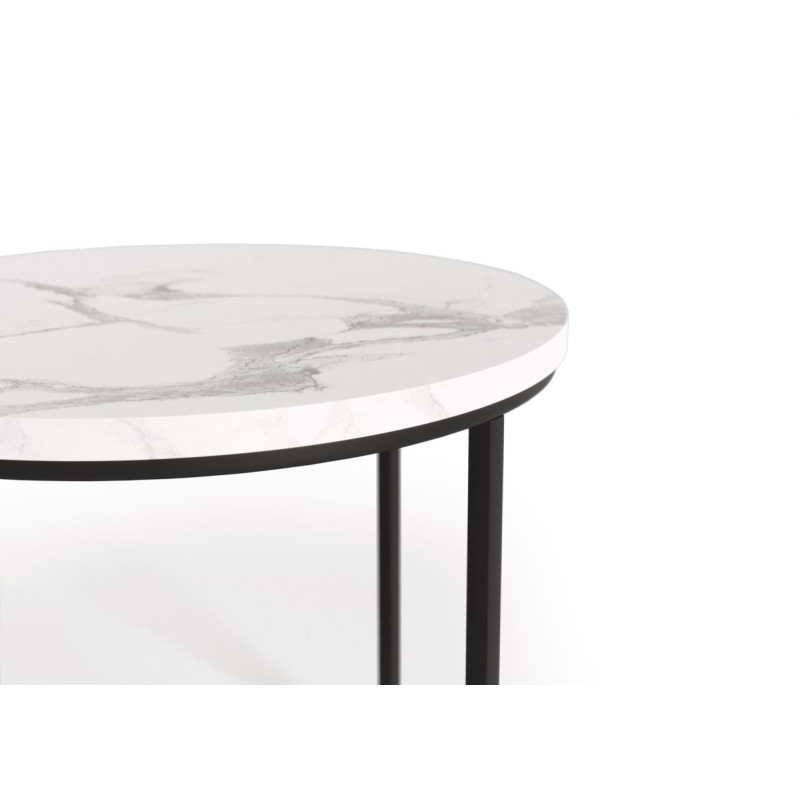 Coffee table set OREO white marble/black