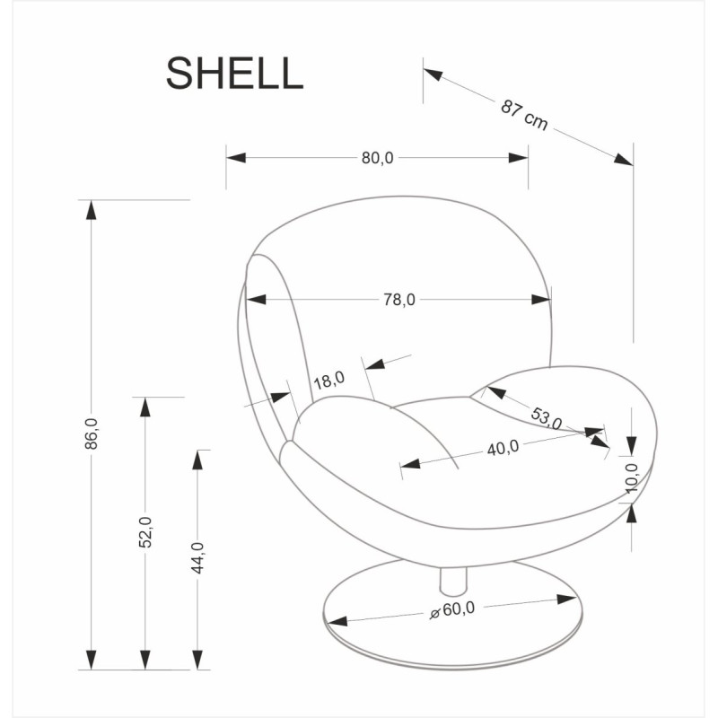 Armchair SHELL grey