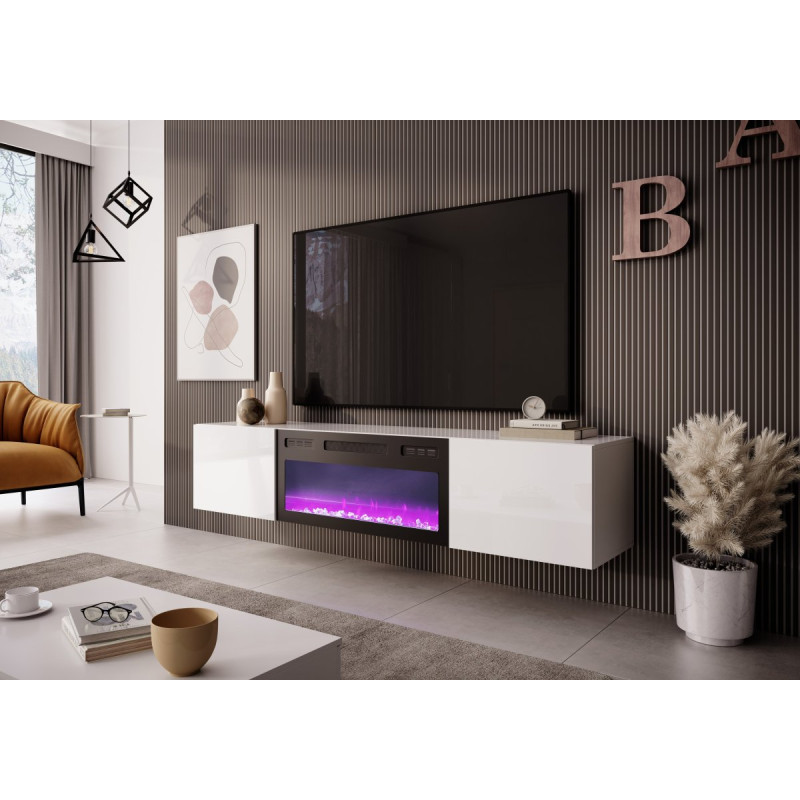 TV-alus LIVO RTV180 with fireplace valge