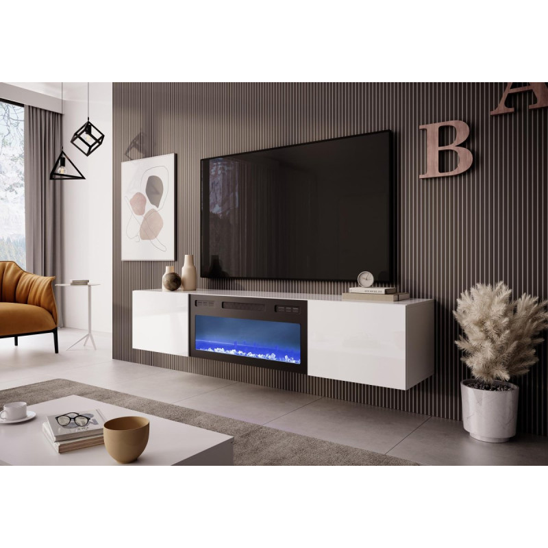 TV-alus LIVO RTV180 with fireplace valge