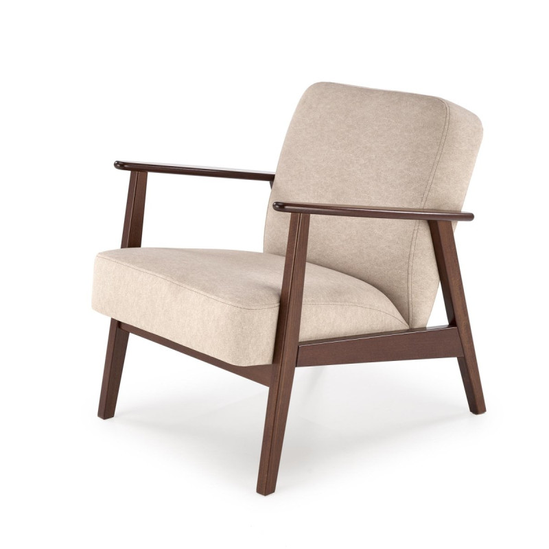Armchair MILANO 1S beige dark walnut